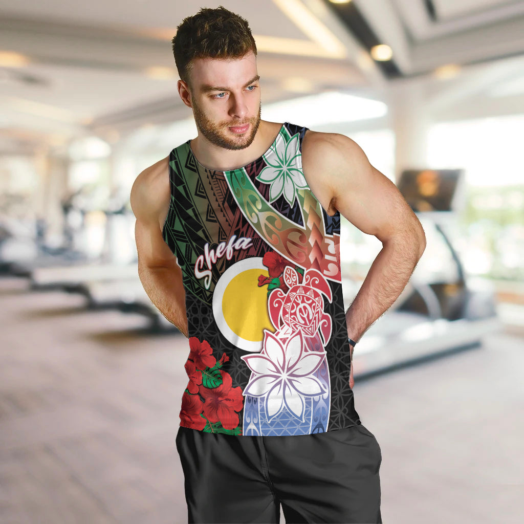 Personalised Vanuatu Shefa Day Men Tank Top Floral Pattern LT05 Black - Polynesian Pride