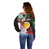 Personalised Vanuatu Shefa Day Off Shoulder Sweater Floral Pattern