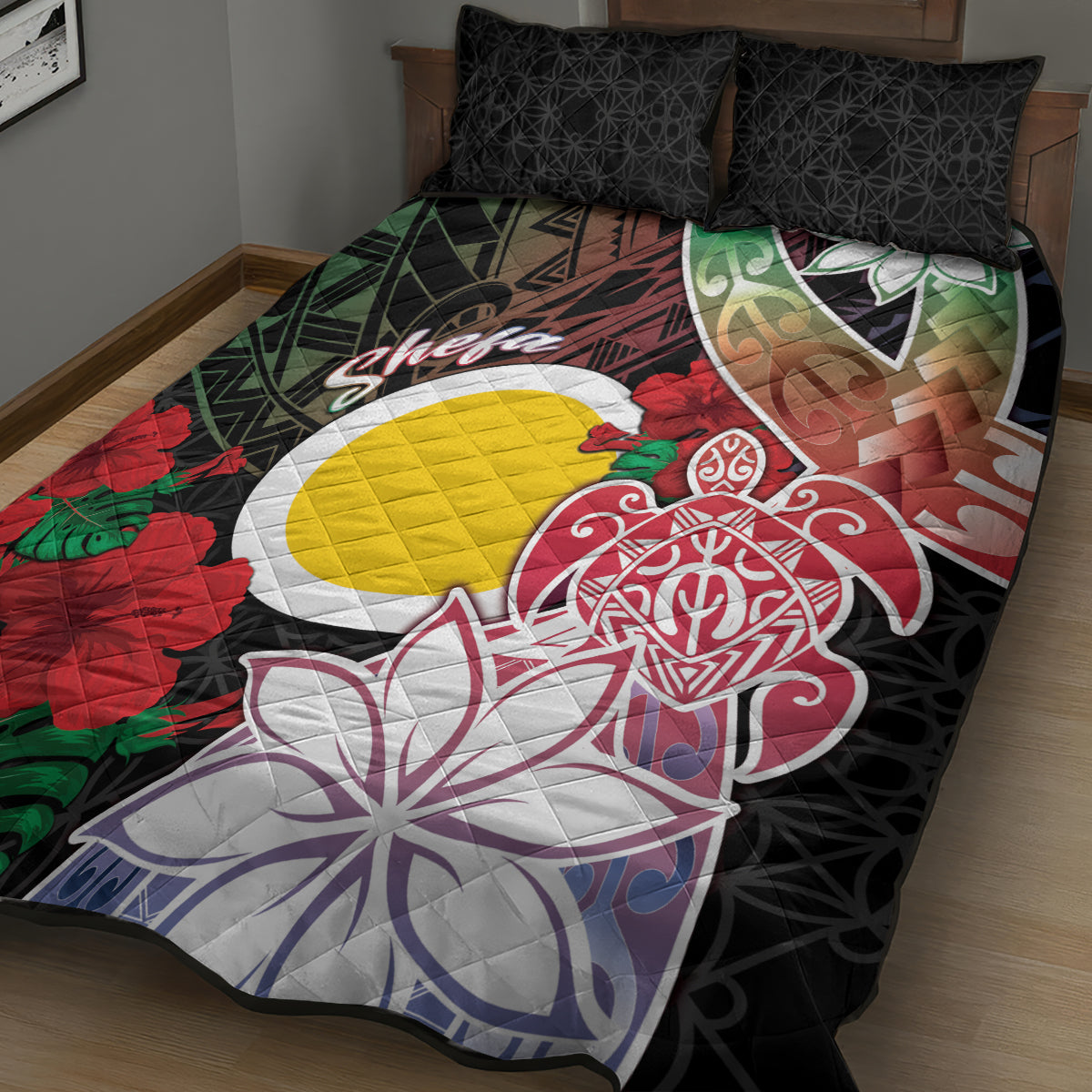 Vanuatu Shefa Day Quilt Bed Set Floral Pattern