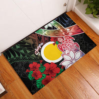 Vanuatu Shefa Day Rubber Doormat Floral Pattern LT05 Black - Polynesian Pride