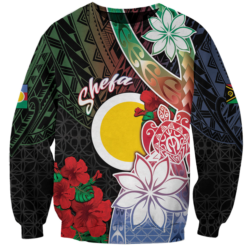 Personalised Vanuatu Shefa Day Sweatshirt Floral Pattern LT05 Unisex Black - Polynesian Pride