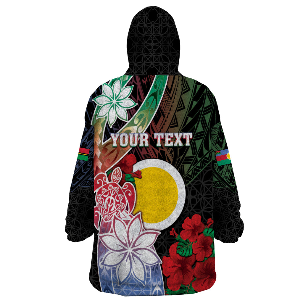 Personalised Vanuatu Shefa Day Wearable Blanket Hoodie Floral Pattern LT05 - Polynesian Pride