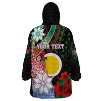 Personalised Vanuatu Shefa Day Wearable Blanket Hoodie Floral Pattern LT05 - Polynesian Pride