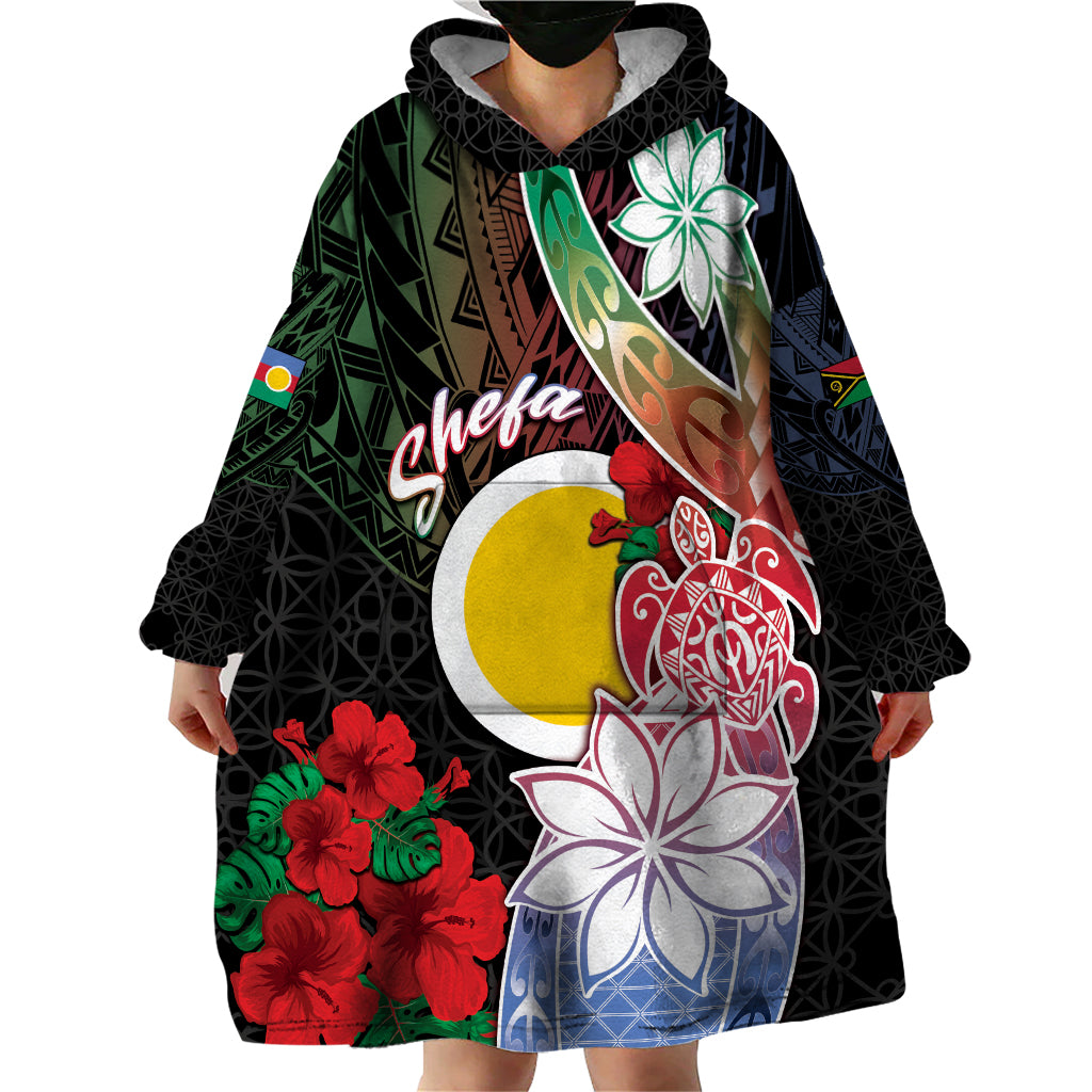Personalised Vanuatu Shefa Day Wearable Blanket Hoodie Floral Pattern LT05 - Polynesian Pride
