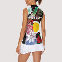 Personalised Vanuatu Shefa Day Women Sleeveless Polo Shirt Floral Pattern LT05 - Polynesian Pride