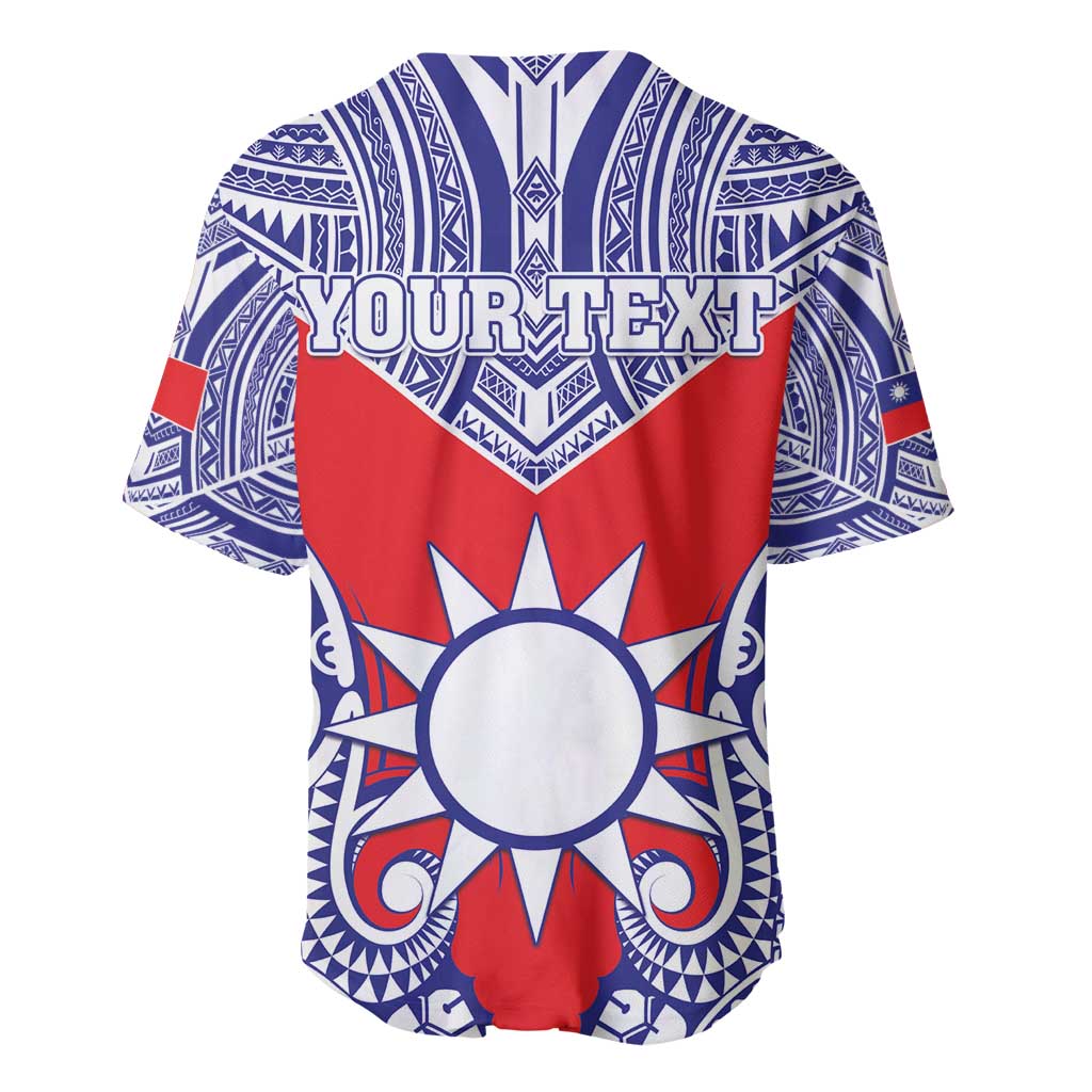 Personalised Taiwan Baseball Jersey Austronesian Tribal Tattoo Red - Polynesian Pride