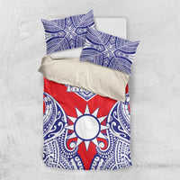 Taiwan Bedding Set Austronesian Tribal Tattoo Red LT05 US Twin 172cm x 218cm Red - Polynesian Pride