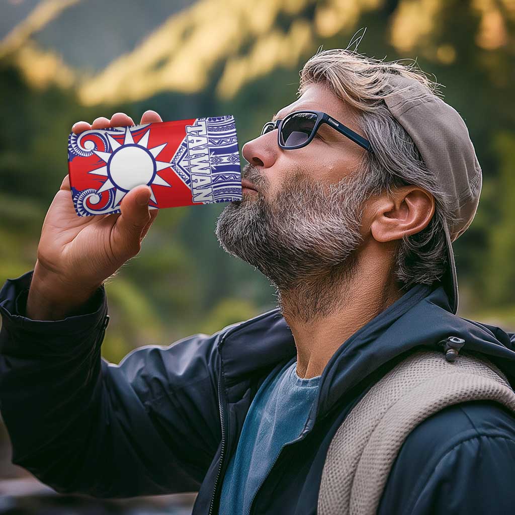 Personalised Taiwan 4 in 1 Can Cooler Tumbler Austronesian Tribal Tattoo Red - Polynesian Pride