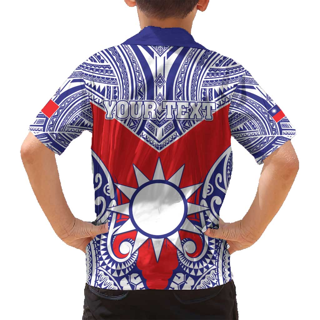 Personalised Taiwan Family Matching Off Shoulder Short Dress and Hawaiian Shirt Austronesian Tribal Tattoo Red - Polynesian Pride