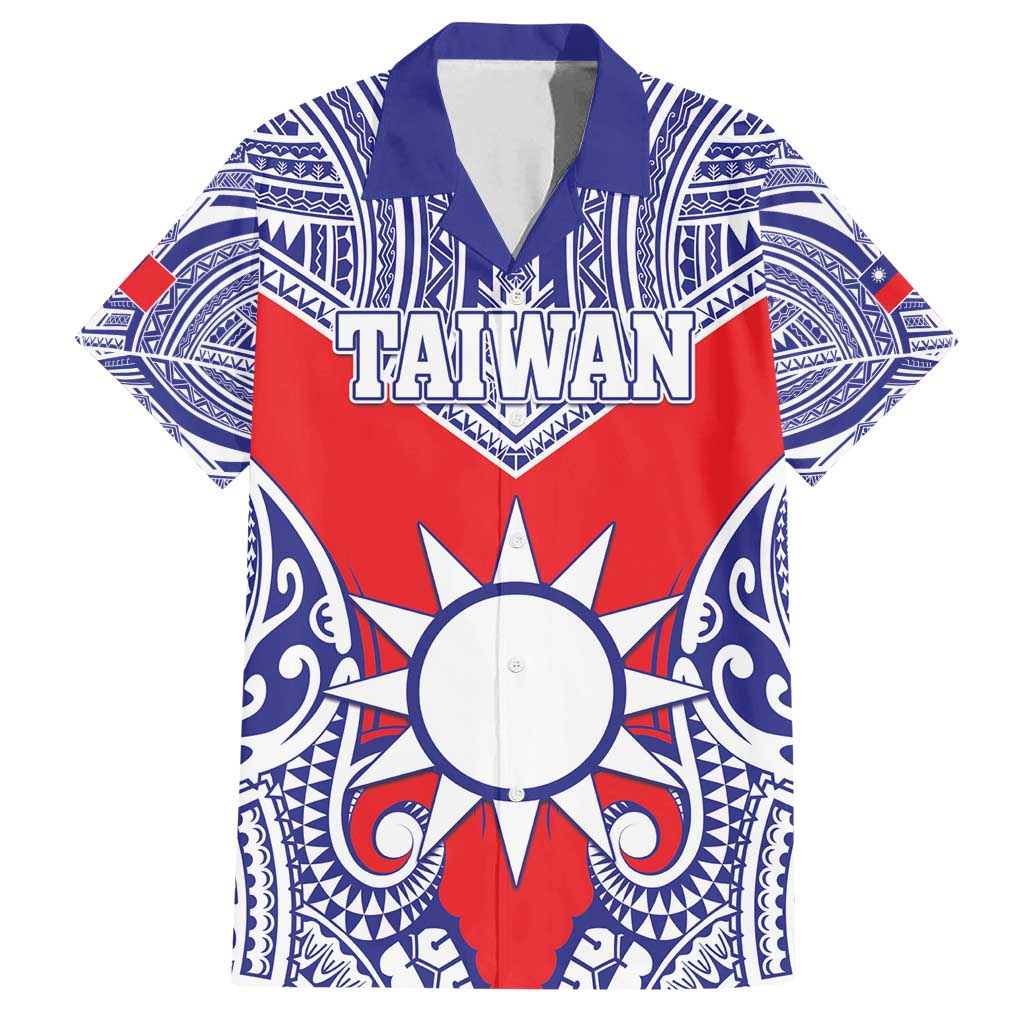 Personalised Taiwan Family Matching Puletasi and Hawaiian Shirt Austronesian Tribal Tattoo Red - Polynesian Pride