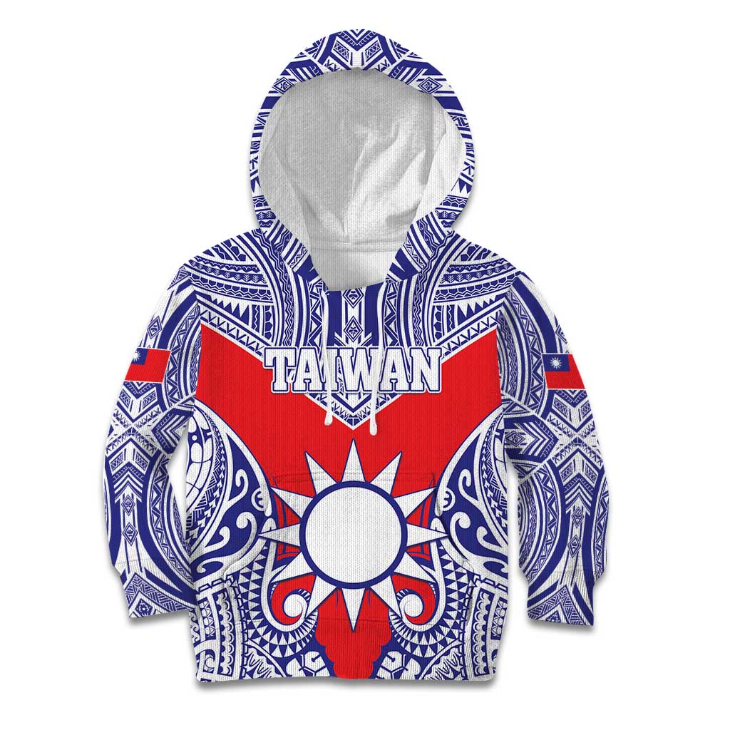Personalised Taiwan Kid Hoodie Austronesian Tribal Tattoo Red - Polynesian Pride