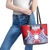 Taiwan Leather Tote Bag Austronesian Tribal Tattoo Red - Polynesian Pride