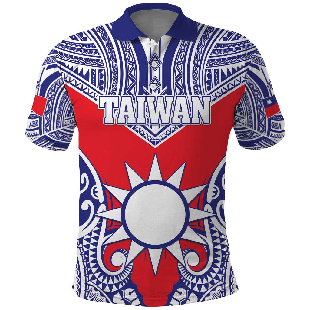 Personalised Taiwan Polo Shirt Austronesian Tribal Tattoo Red - Polynesian Pride