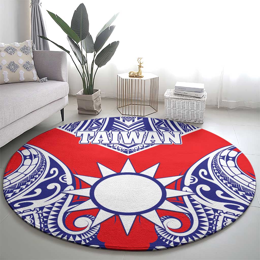 Taiwan Round Carpet Austronesian Tribal Tattoo Red LT05 - Polynesian Pride