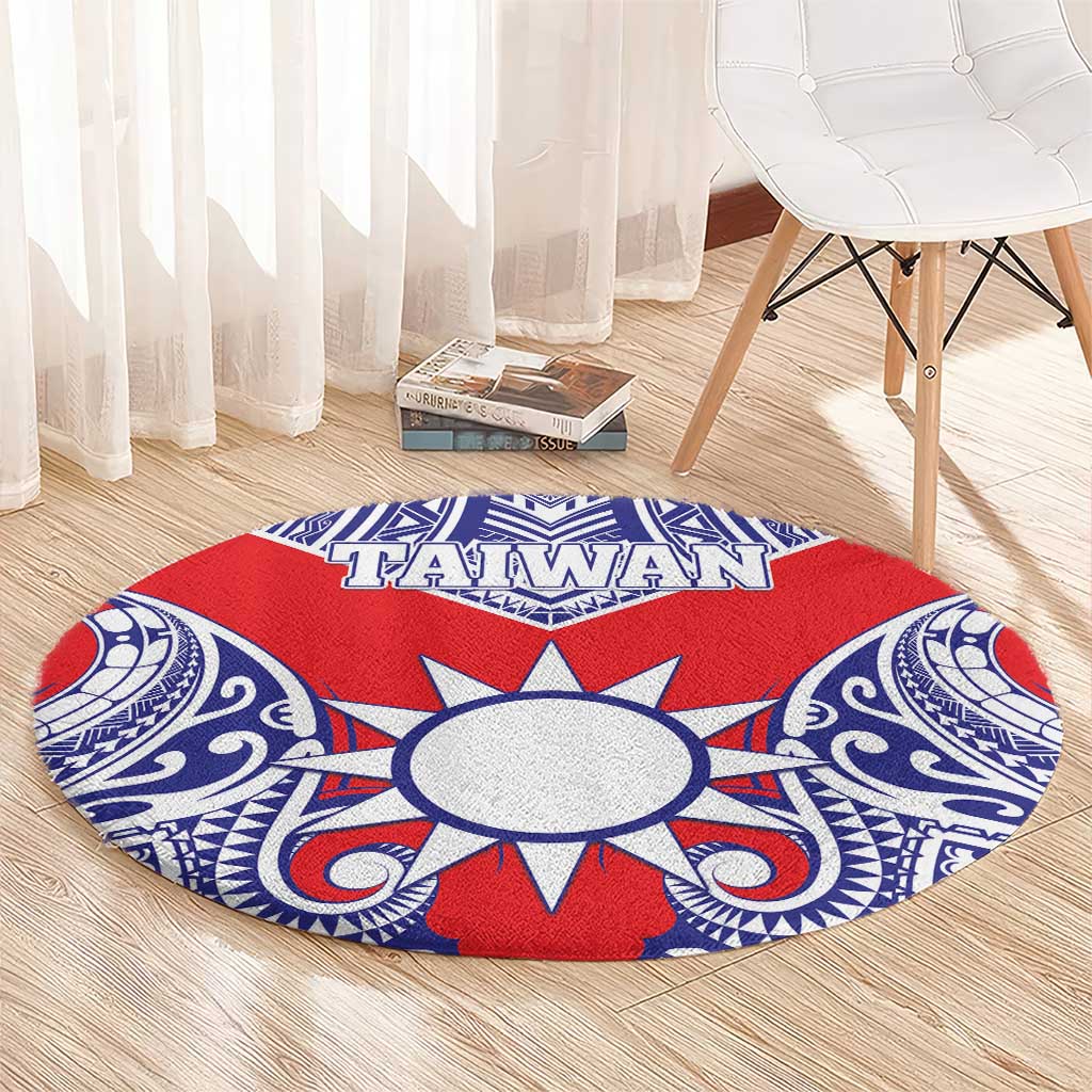 Taiwan Round Carpet Austronesian Tribal Tattoo Red LT05 - Polynesian Pride