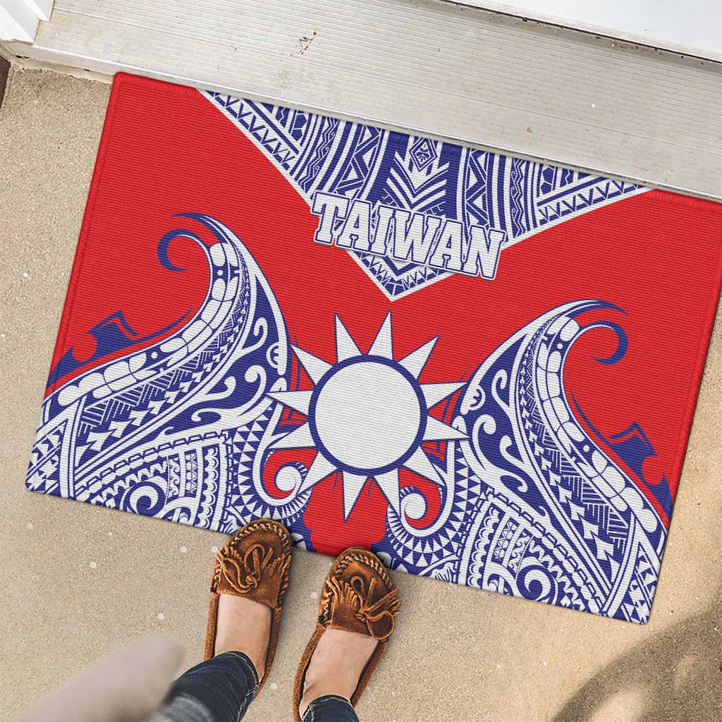 Taiwan Rubber Doormat Austronesian Tribal Tattoo Red - Polynesian Pride