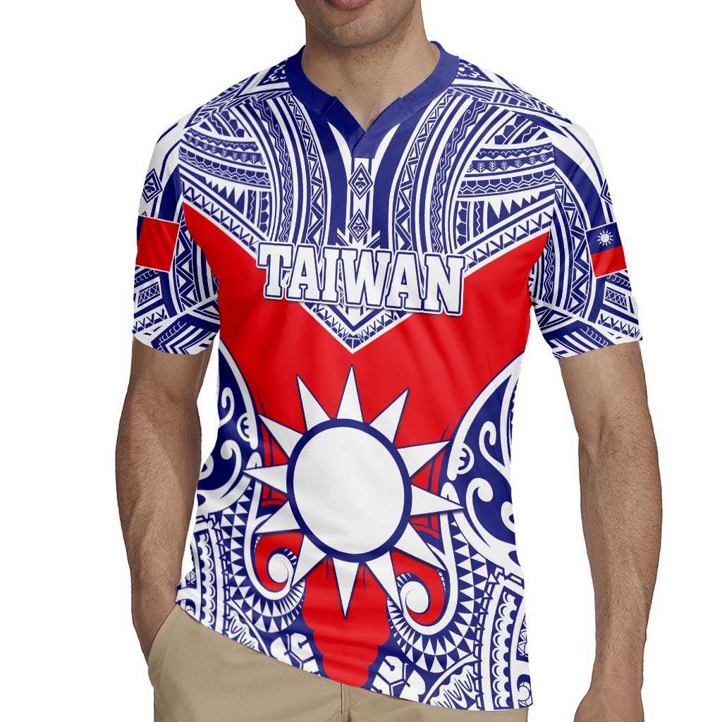 Personalised Taiwan Rugby Jersey Austronesian Tribal Tattoo Red - Polynesian Pride