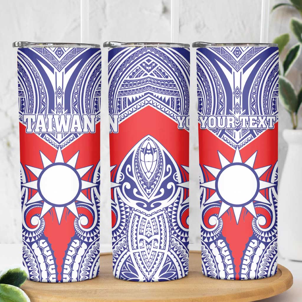 Personalised Taiwan Skinny Tumbler Austronesian Tribal Tattoo Red - Polynesian Pride