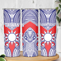Personalised Taiwan Skinny Tumbler Austronesian Tribal Tattoo Red - Polynesian Pride