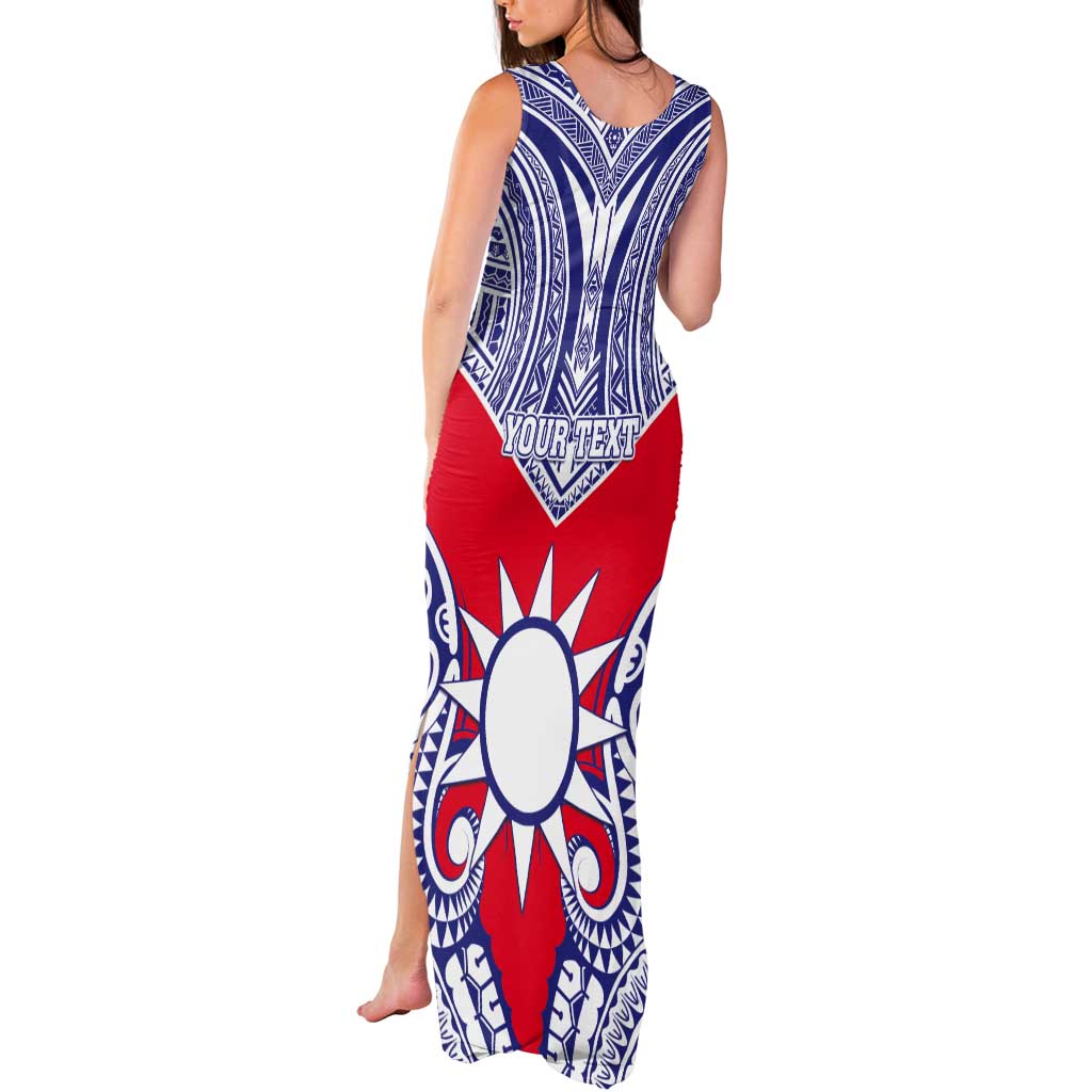 Personalised Taiwan Tank Maxi Dress Austronesian Tribal Tattoo Red - Polynesian Pride