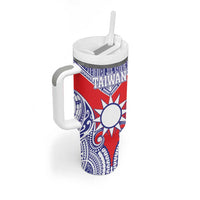 Personalised Taiwan Tumbler With Handle Austronesian Tribal Tattoo Red - Polynesian Pride
