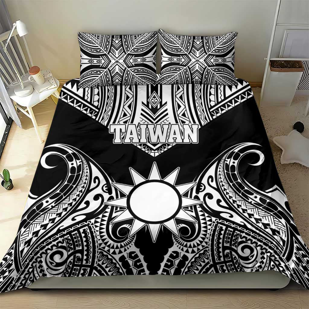 Taiwan Bedding Set Austronesian Tribal Tattoo Black - Polynesian Pride