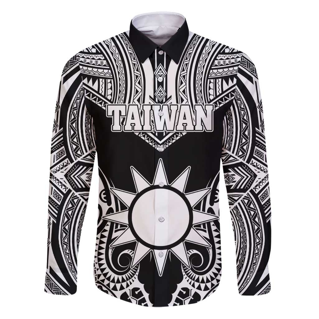 Personalised Taiwan Family Matching Puletasi and Hawaiian Shirt Austronesian Tribal Tattoo Black - Polynesian Pride