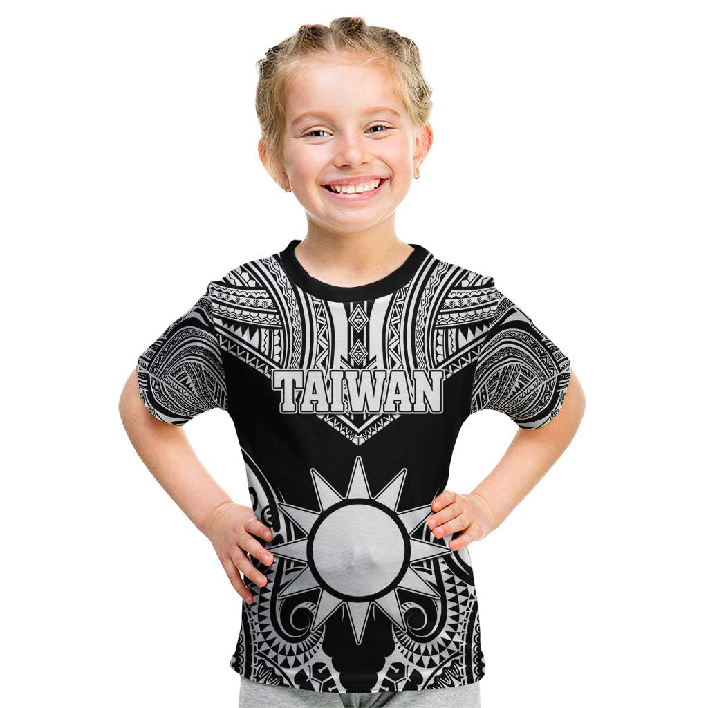 Personalised Taiwan Kid T Shirt Austronesian Tribal Tattoo Black - Polynesian Pride