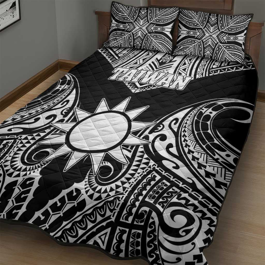 Taiwan Quilt Bed Set Austronesian Tribal Tattoo Black - Polynesian Pride