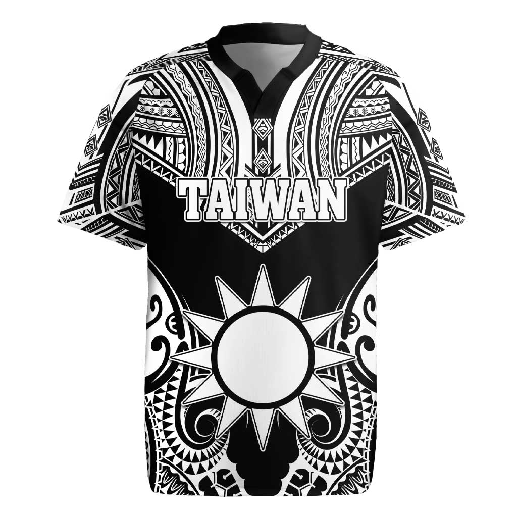 Personalised Taiwan Rugby Jersey Austronesian Tribal Tattoo Black - Polynesian Pride