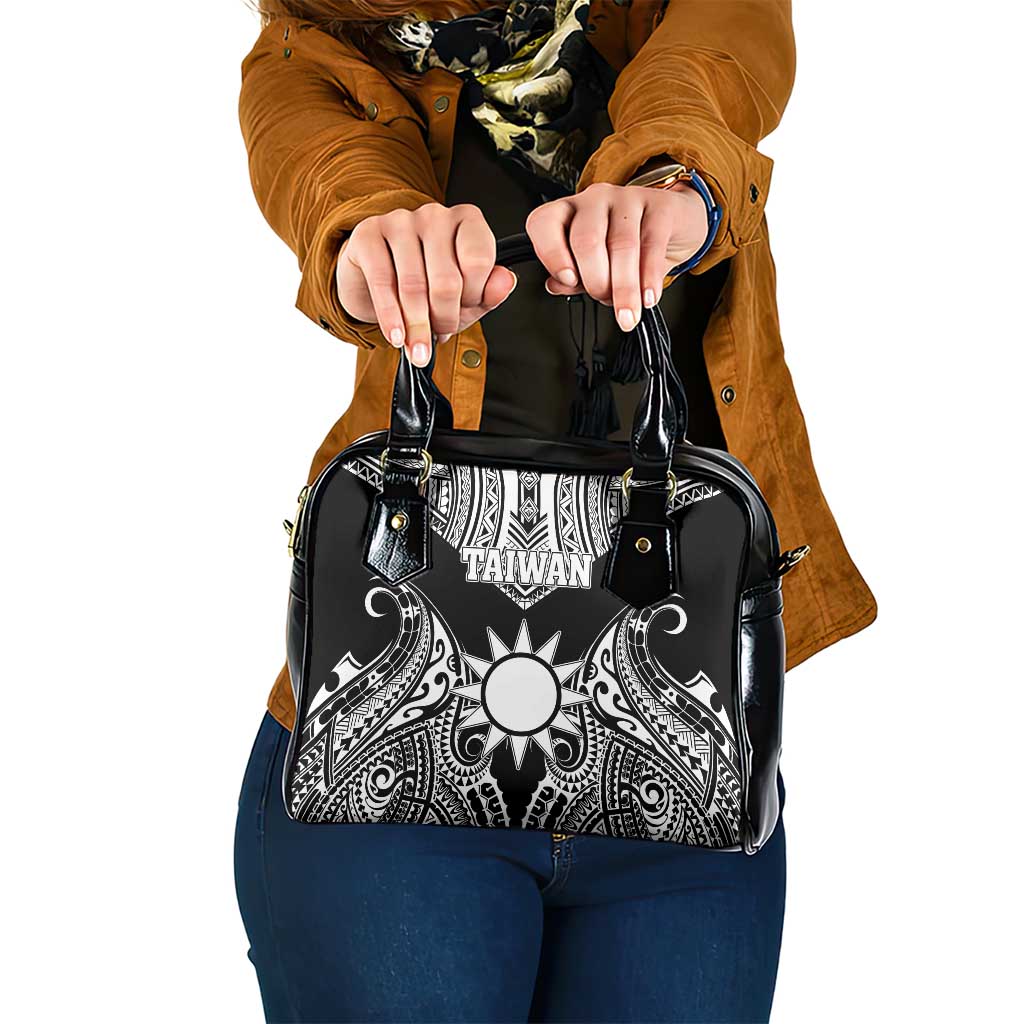 Taiwan Shoulder Handbag Austronesian Tribal Tattoo Black - Polynesian Pride