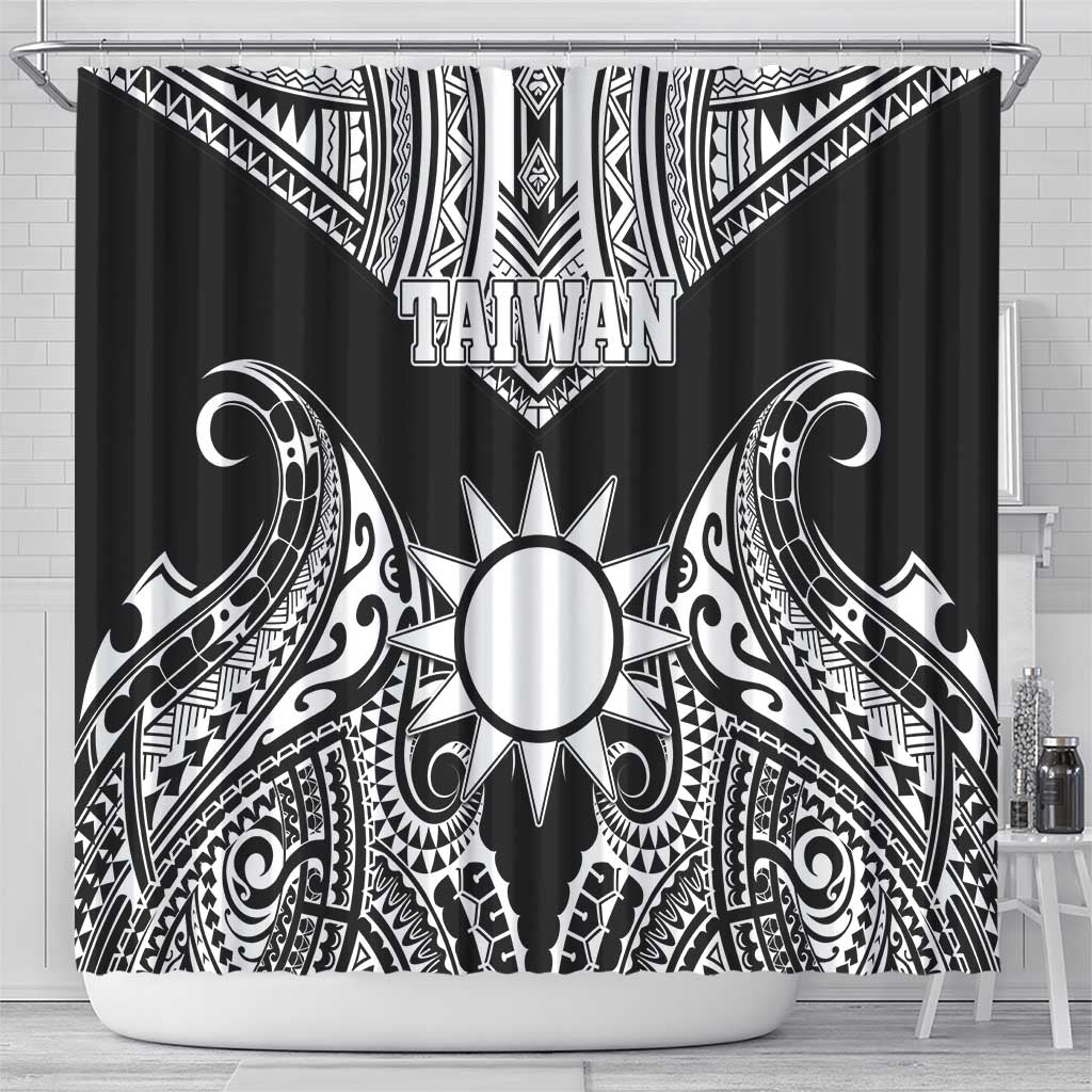 Taiwan Shower Curtain Austronesian Tribal Tattoo Black - Polynesian Pride