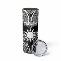 Personalised Taiwan Skinny Tumbler Austronesian Tribal Tattoo Black - Polynesian Pride