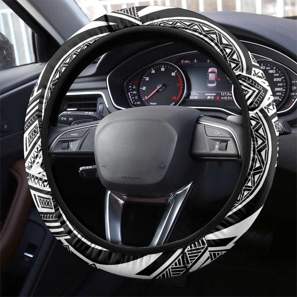 Taiwan Steering Wheel Cover Austronesian Tribal Tattoo Black - Polynesian Pride
