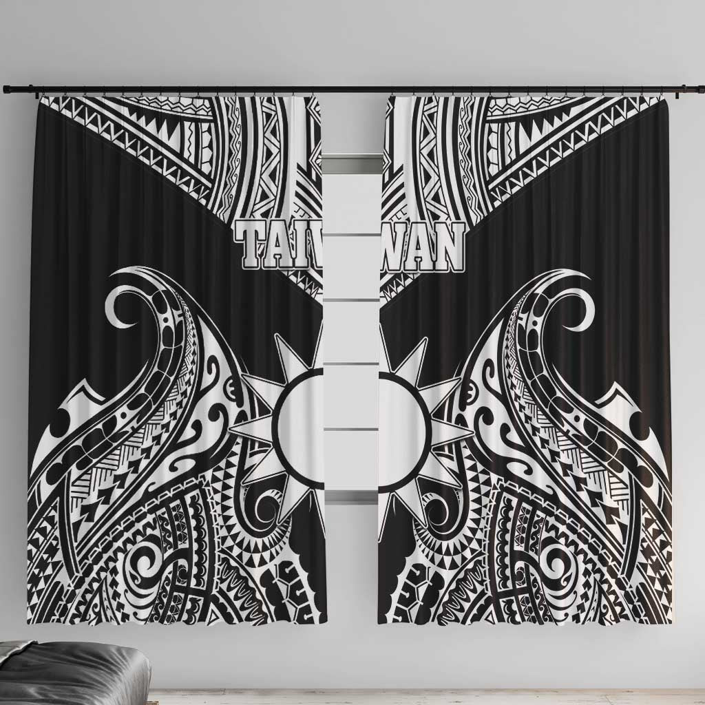 Taiwan Window Curtain Austronesian Tribal Tattoo Black - Polynesian Pride