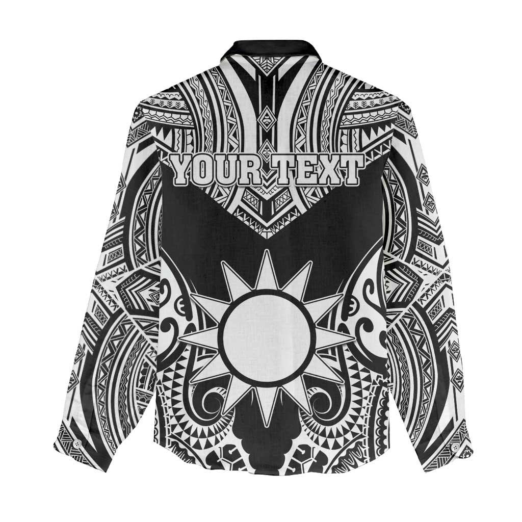 Personalised Taiwan Women Casual Shirt Austronesian Tribal Tattoo Black - Polynesian Pride