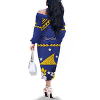 Personalised Tokelau Happy Tokehega Day Family Matching Off The Shoulder Long Sleeve Dress and Hawaiian Shirt Polynesian Tribal Tattoo