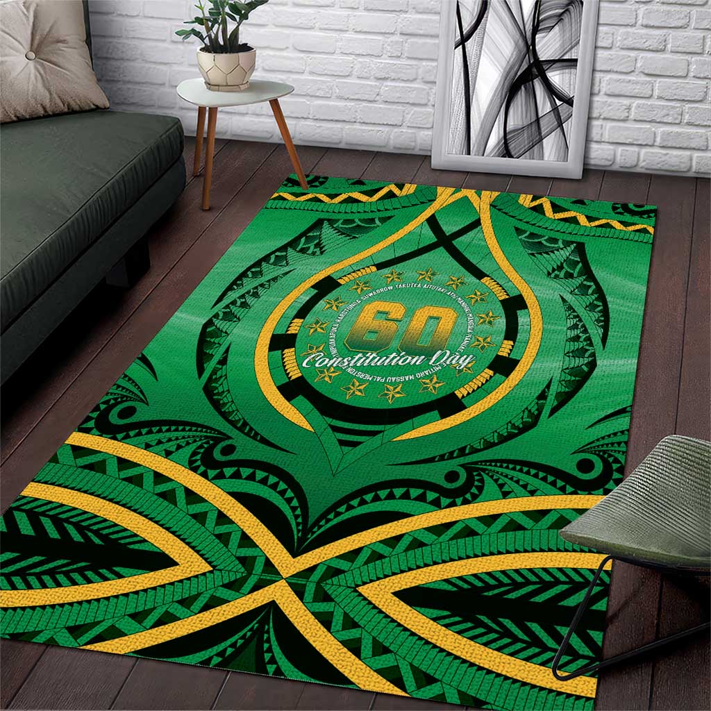 Cook Islands Constitution Day Area Rug 60th Anniversary LT05 Green - Polynesian Pride