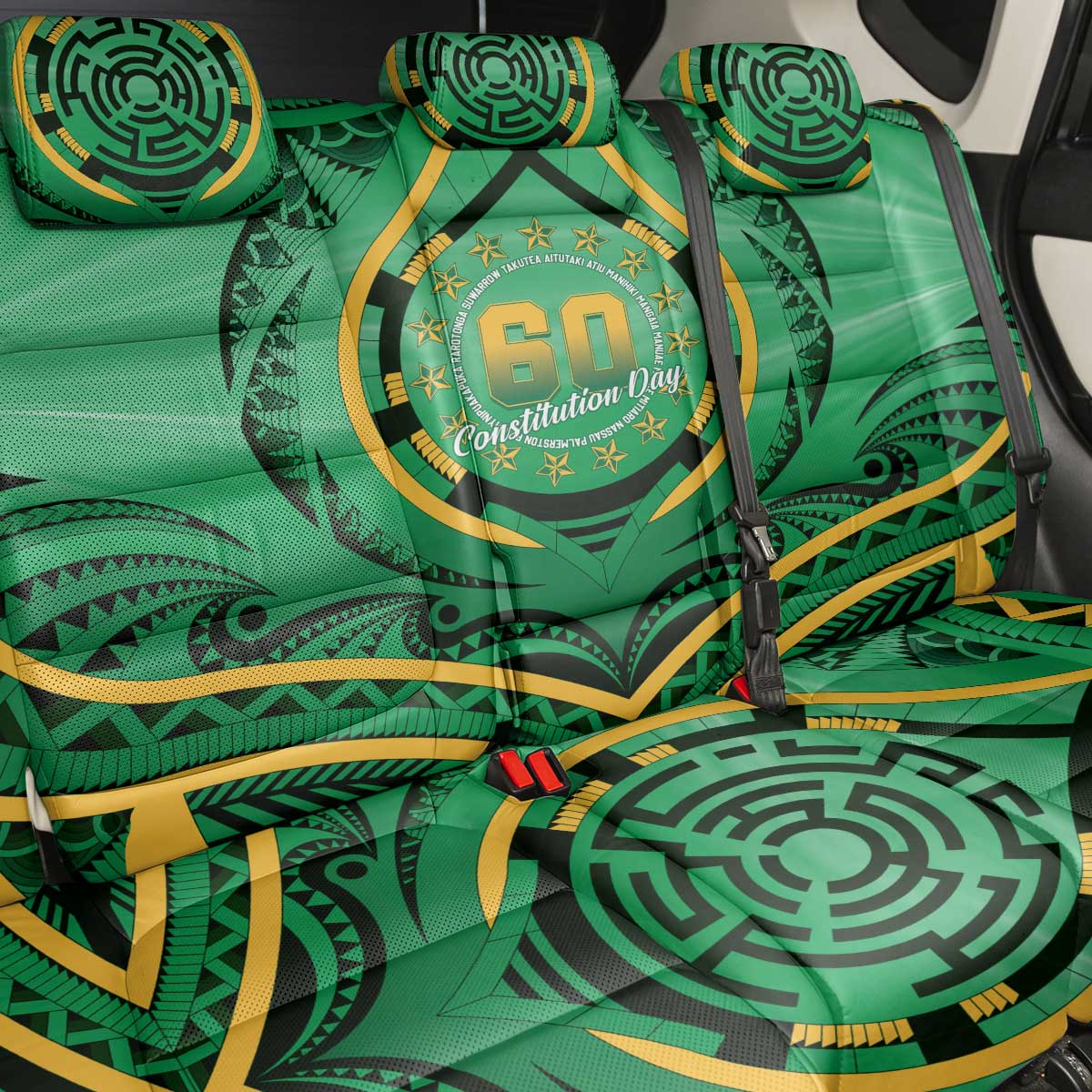 Cook Islands Constitution Day Back Car Seat Cover 60th Anniversary - Polynesian Pride