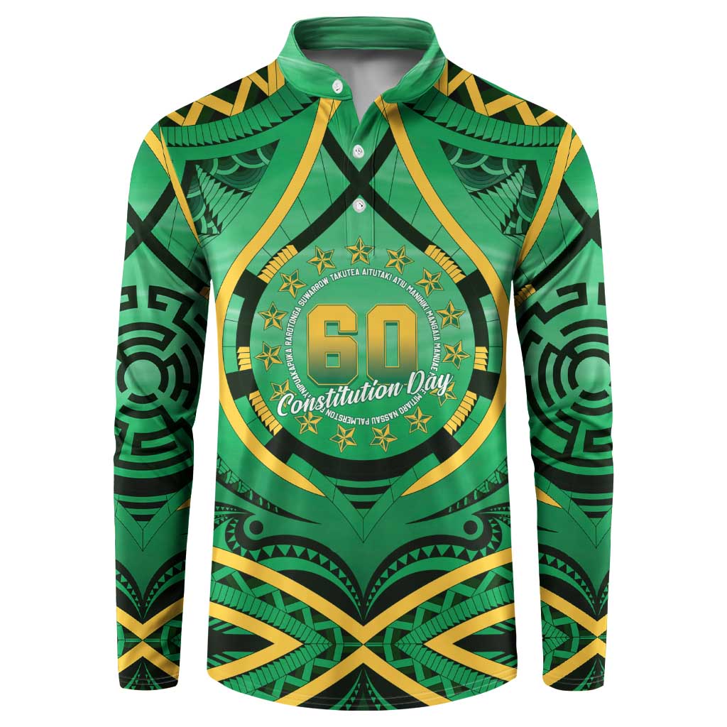 Cook Islands Constitution Day Button Sweatshirt 60th Anniversary LT05 Green - Polynesian Pride