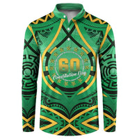 Cook Islands Constitution Day Button Sweatshirt 60th Anniversary LT05 Green - Polynesian Pride