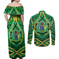 Cook Islands Constitution Day Couples Matching Off Shoulder Maxi Dress and Long Sleeve Button Shirt 60th Anniversary - Polynesian Pride