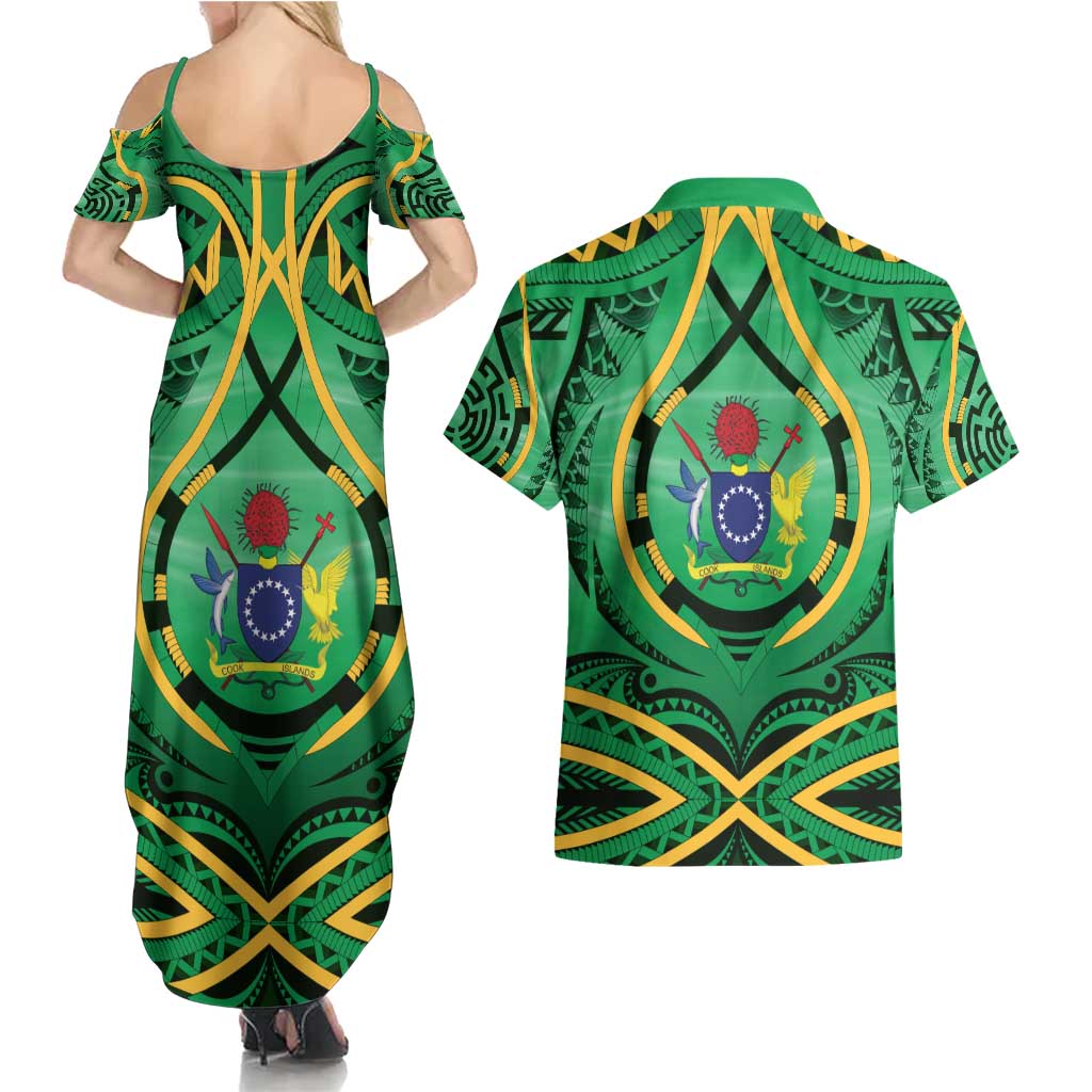 Cook Islands Constitution Day Couples Matching Summer Maxi Dress and Hawaiian Shirt 60th Anniversary - Polynesian Pride