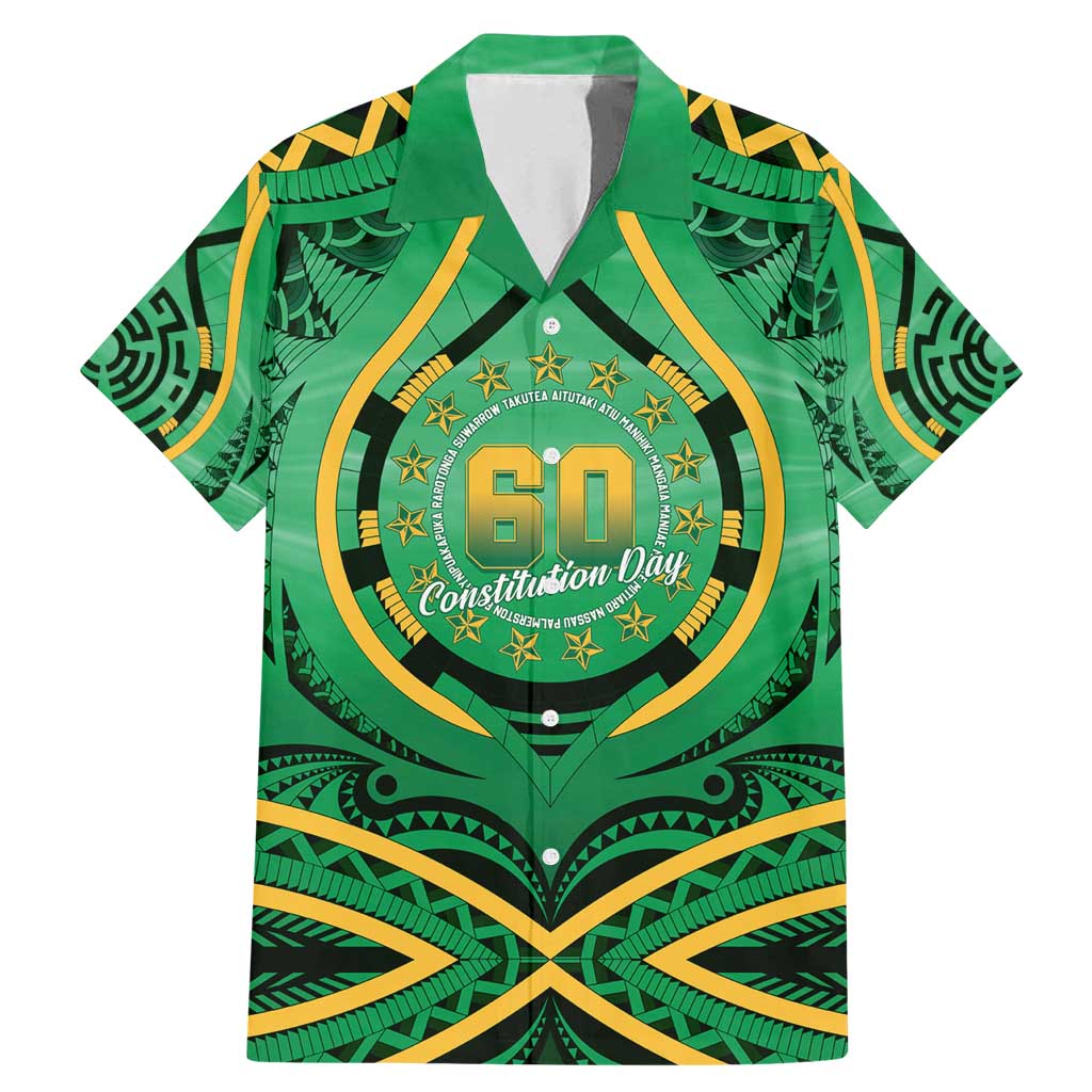 Cook Islands Constitution Day Family Matching Mermaid Dress and Hawaiian Shirt 60th Anniversary LT05 Dad's Shirt - Short Sleeve Green - Polynesian Pride