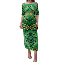 Cook Islands Constitution Day Family Matching Puletasi and Hawaiian Shirt 60th Anniversary LT05 Mom's Dress Green - Polynesian Pride
