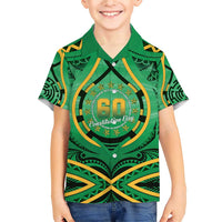 Cook Islands Constitution Day Family Matching Short Sleeve Bodycon Dress and Hawaiian Shirt 60th Anniversary - Polynesian Pride