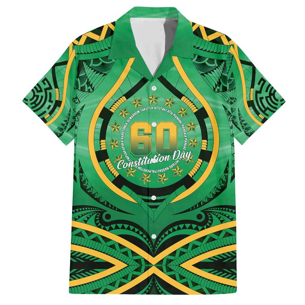 Cook Islands Constitution Day Family Matching Summer Maxi Dress and Hawaiian Shirt 60th Anniversary LT05 Dad's Shirt - Short Sleeve Green - Polynesian Pride