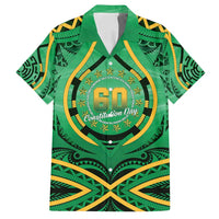 Cook Islands Constitution Day Family Matching Summer Maxi Dress and Hawaiian Shirt 60th Anniversary LT05 Dad's Shirt - Short Sleeve Green - Polynesian Pride