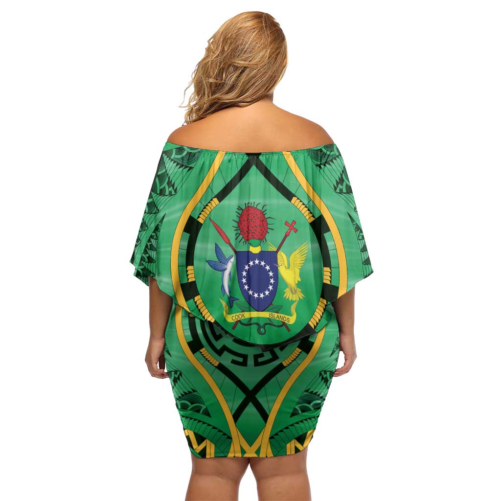 Cook Islands Constitution Day Off Shoulder Short Dress 60th Anniversary - Polynesian Pride