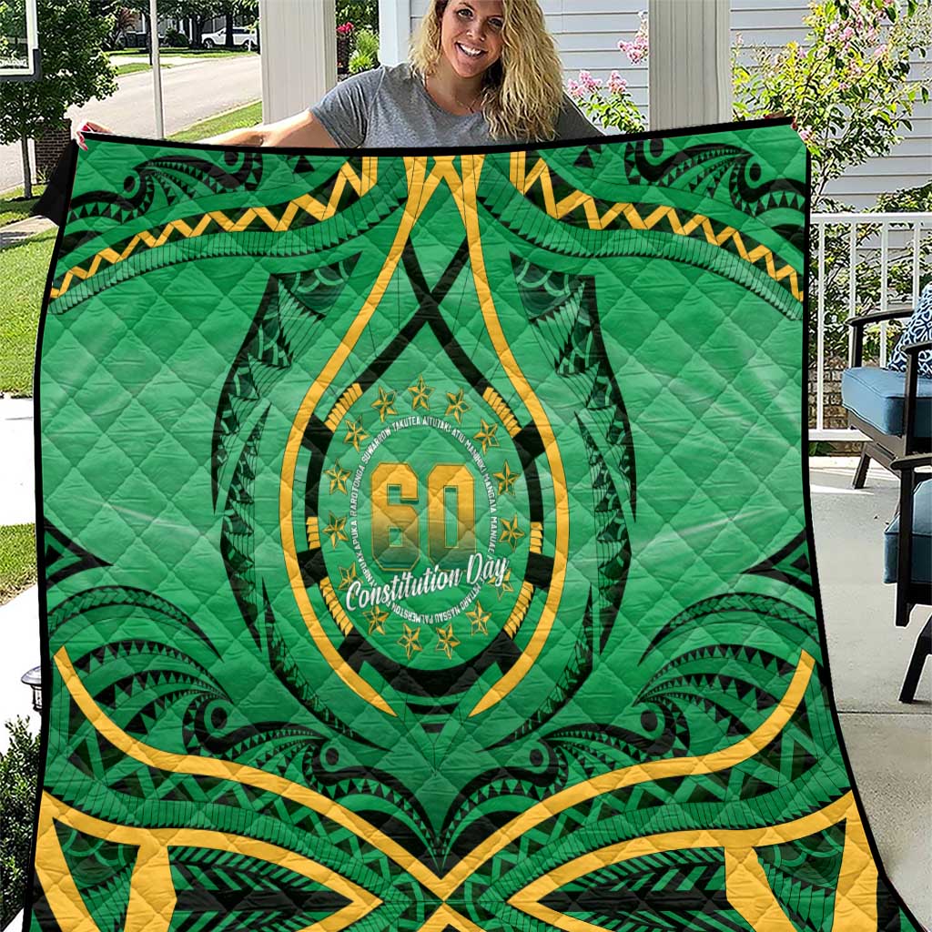 Cook Islands Constitution Day Quilt 60th Anniversary LT05 Green - Polynesian Pride